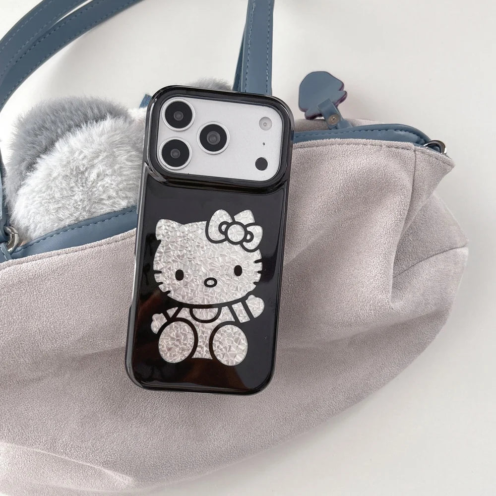 Luxury Cute Musical Note Sanrio Hello Kitty Sparkling Phone Case For iPhone