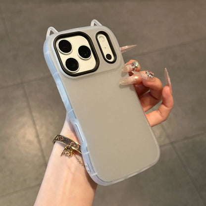Cute Cartoon Cat Ear 2in 1 Case For iPhone