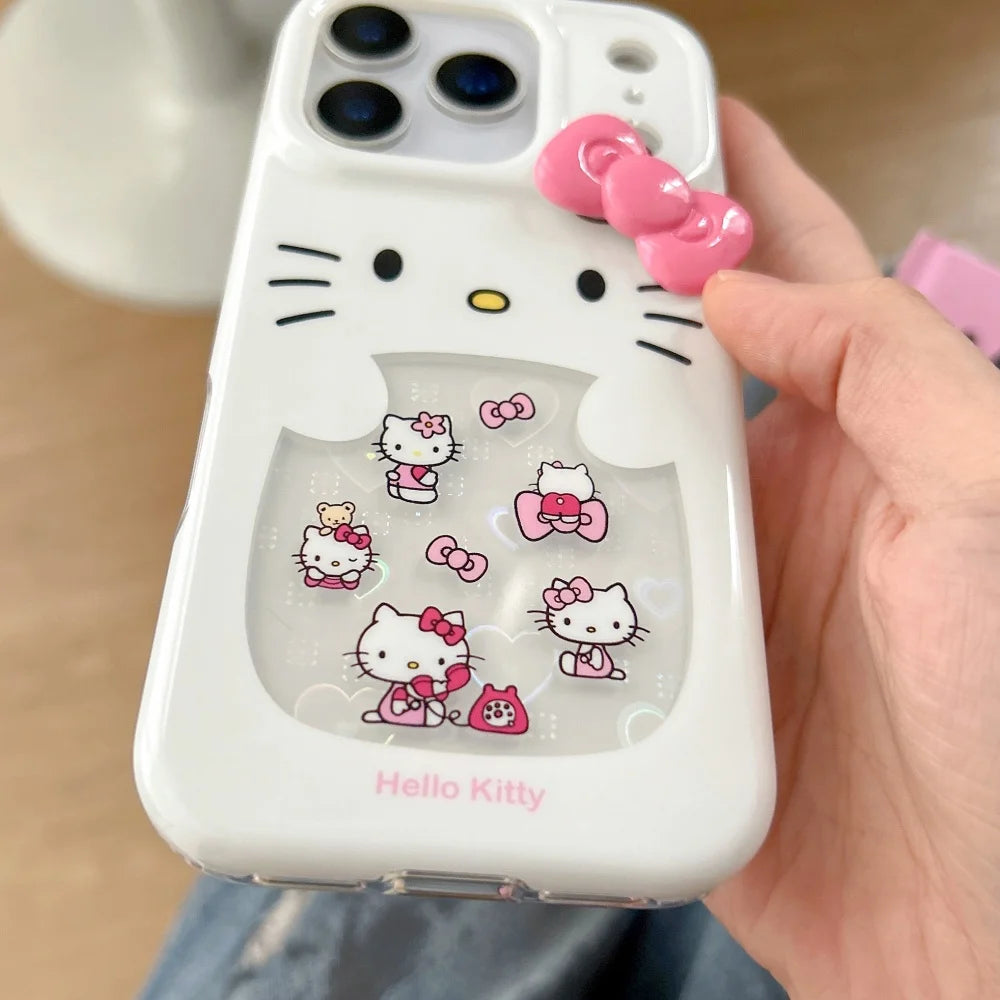 Glitter Laser Love Heart Hello Kitty Phone Case For iPhone