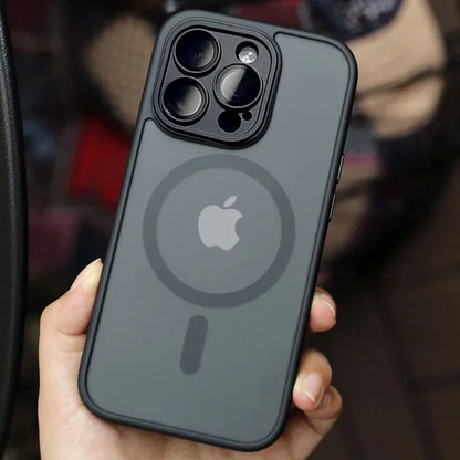Magnetic Luxury Lens Protector Matte Translucent Case For iPhone
