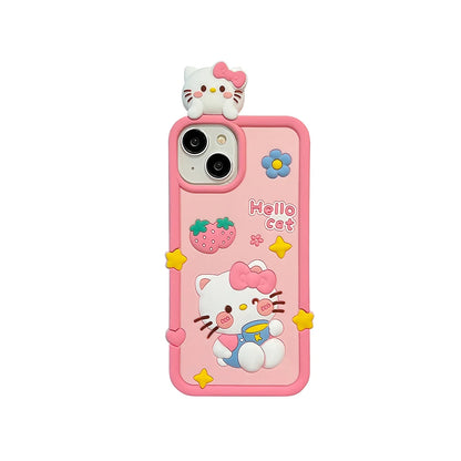 Cute 3D Cartoon Hello Kitty Soft Silicone Phone Case