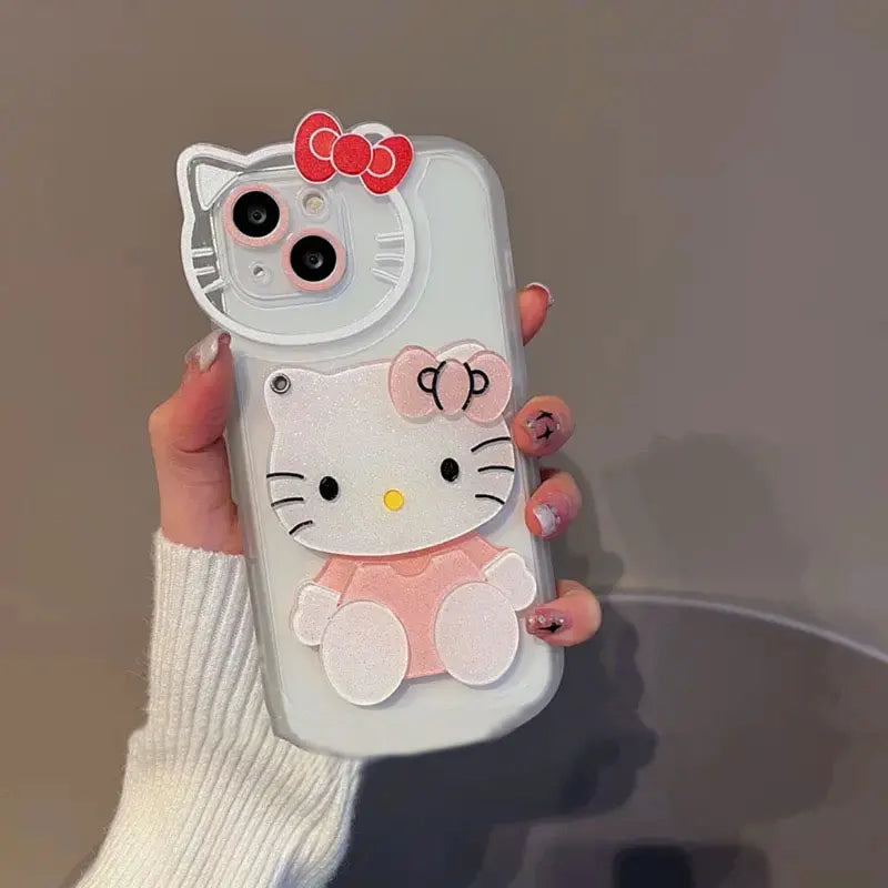 Hello Kitty Kawaii Head Mirror Phone Case For iPhone