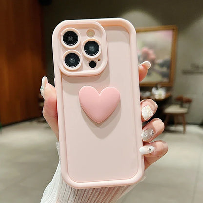 Cute 3D Love Heart Silicone Phone Case For iPhone