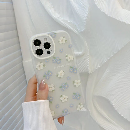 Korean Full Screen Flowers Cartoon Animals Phone Case For iPhone