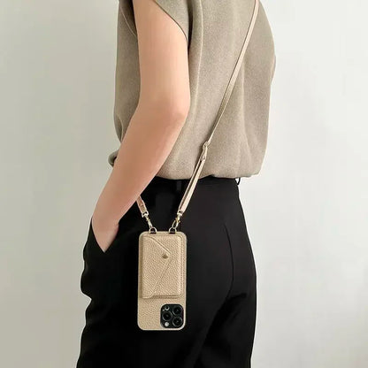Crossbody Strap Lanyard Leather Phone Case For iPhone