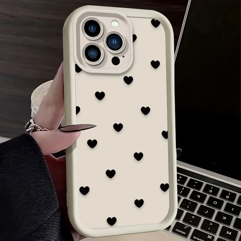 Black Small Love Heart Case For iPhone