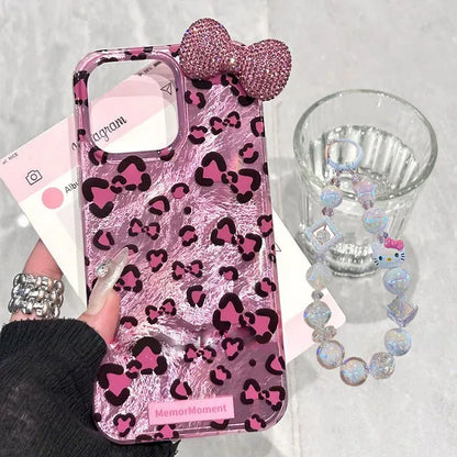 Hello Kitty Mirror Bow Strap Phone Case For iPhone