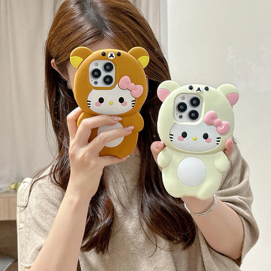 Funny Rilakkuma Bear Hello Kitty Soft Silicone Case For iPhone