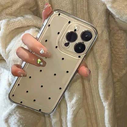 Luxury Transparent Black Circular Dots Clear Back Phone Case