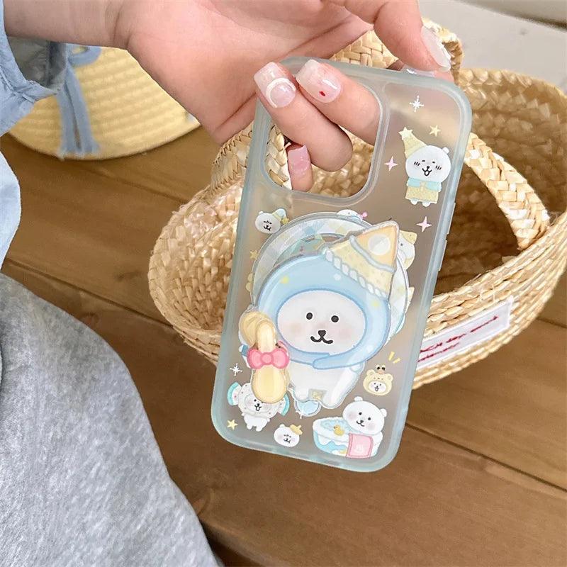 Kawaii Cartoon Bear Stand Holder Magnetic Phone Case