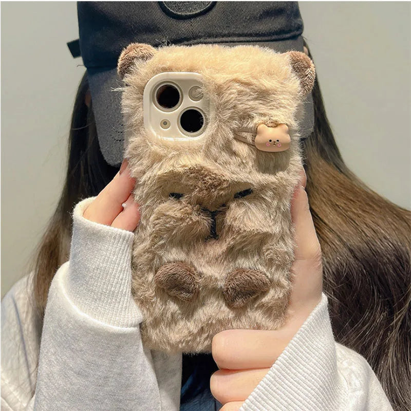 Ins Korean Cute 3D Capybara Soft Case For iPhone