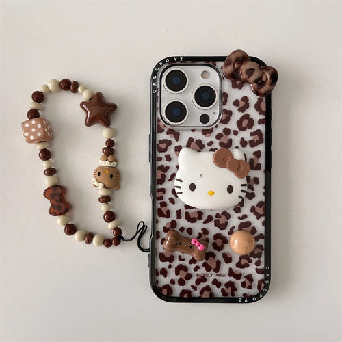 Leopard Pattern Stars Hello Kitty Phone Case