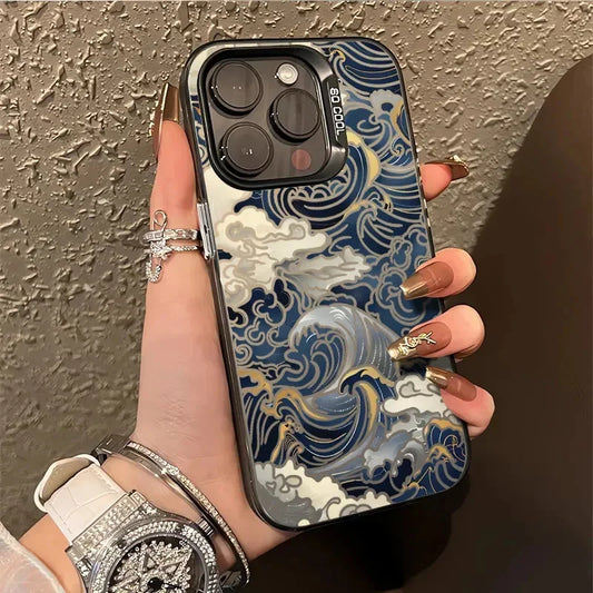 Waves Electroplate Silver Phone Case