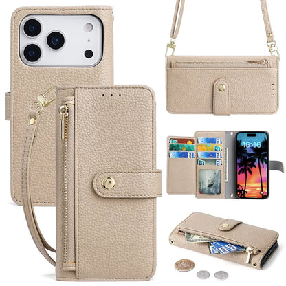 Zipper Wallet with Cards Solt  Flip Cover For iPhone