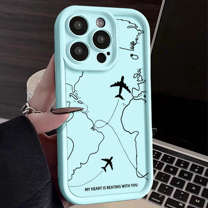 Airplane Route Pattern Phone Case For iPhone
