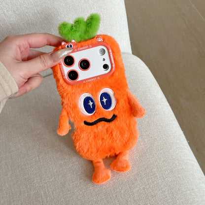 Cute Plush Phone Case with Quirky Expressions For iPhone