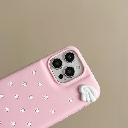 Cute Polka Dot Angel Wings Silicone Phone Case