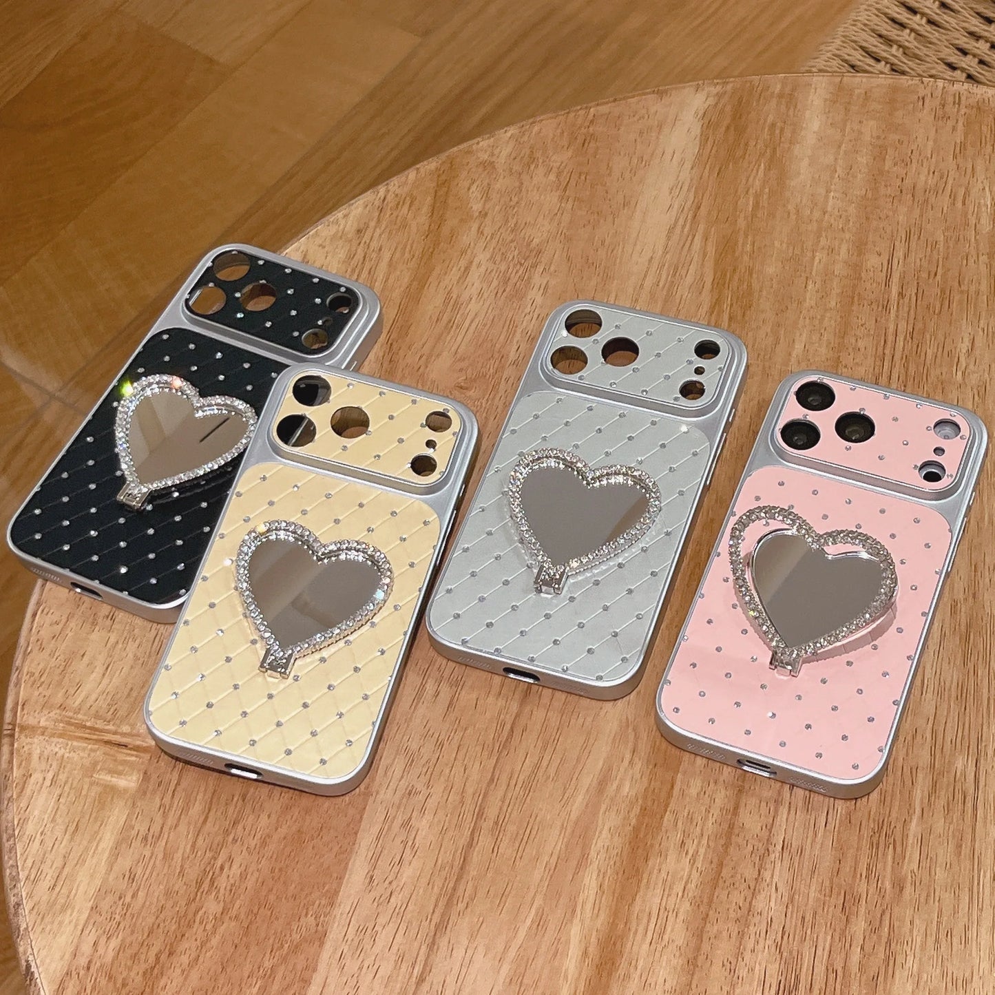 Luxury Leather Pattern Starry Sky Heart Support Phone Case For iPhone