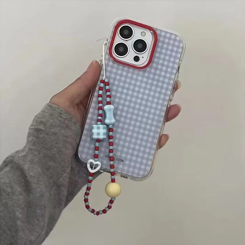 Fashion Blue Checkered Grid Pattern Phone Case For iPhone