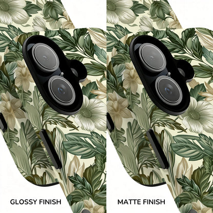 Green Botanical Magnetic Protective Phone Case For iPhone