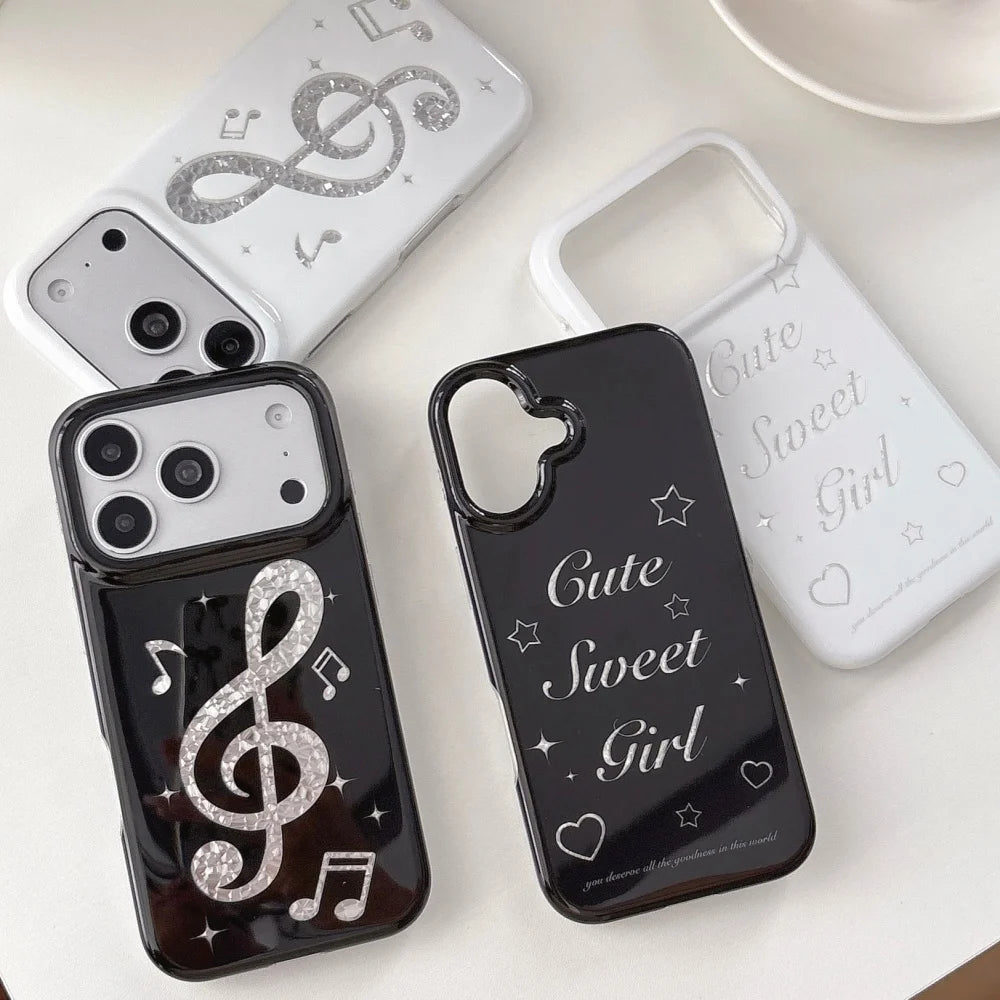 Luxury Cute Musical Note Sanrio Hello Kitty Sparkling Phone Case For iPhone