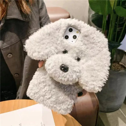 3D Teddy Dog Fluffy Phone Case For iPhone