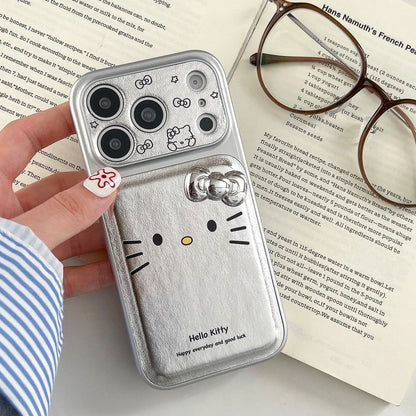 Silver Skin Kitty Three Dimensional Bow Phone Case