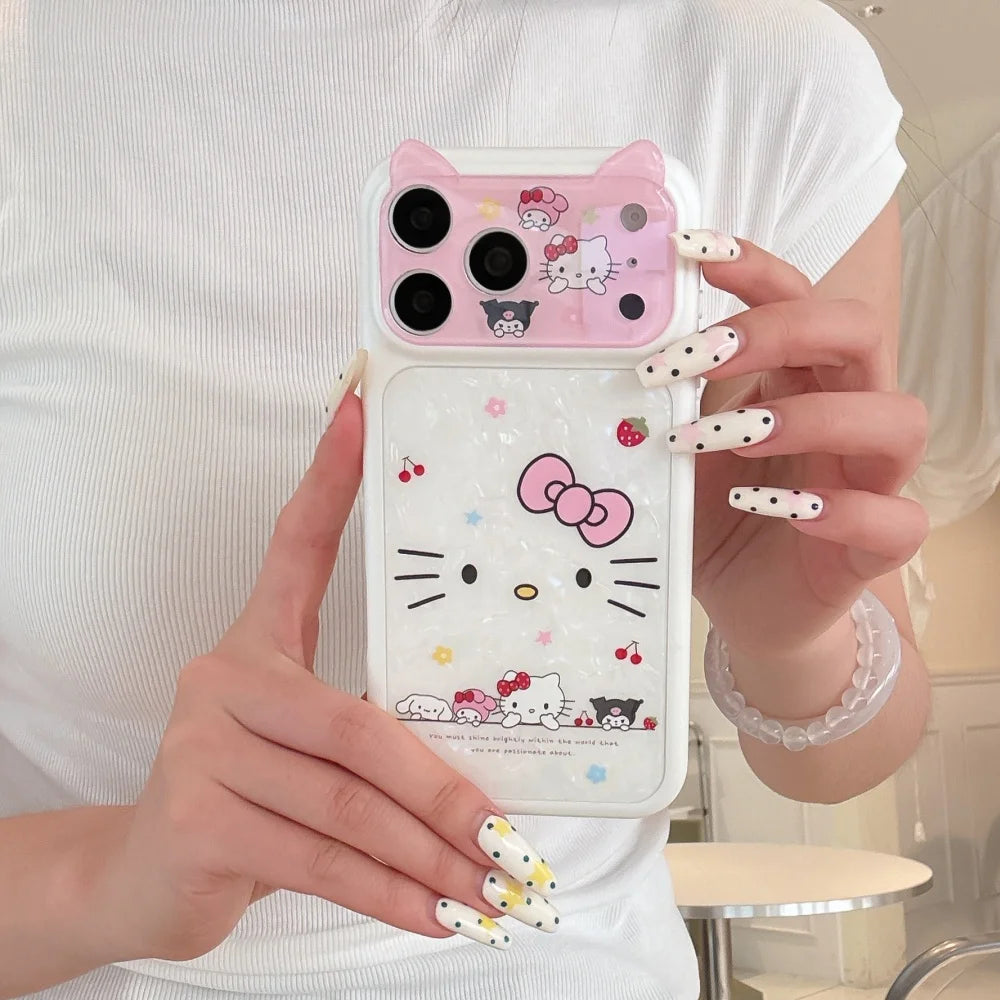 Cartoon Cat Ear Cute Sanrio KT  Shockproof Phone Case For iPhone