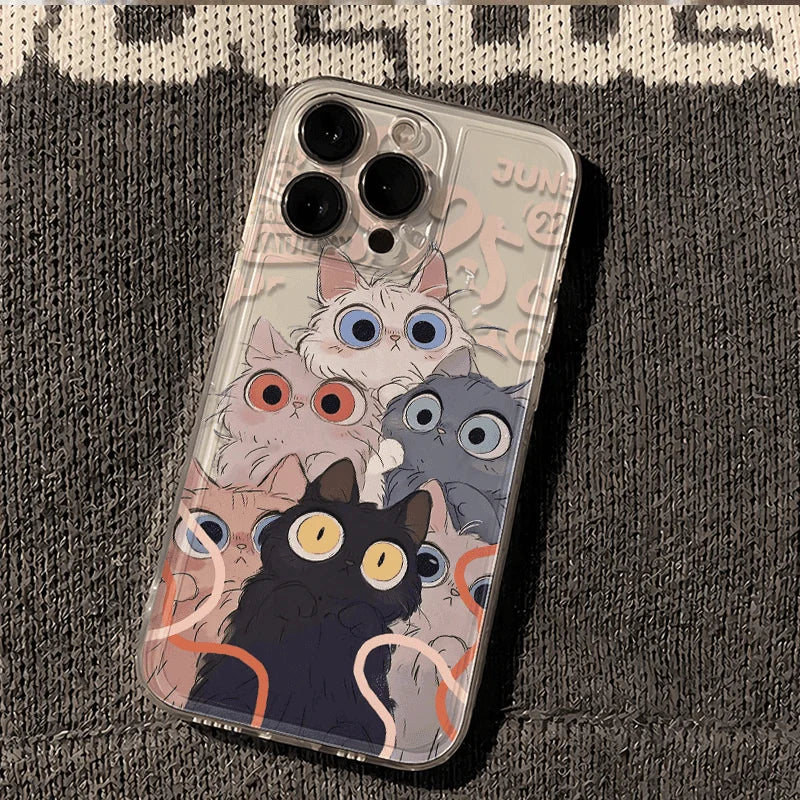 Cartoon Cat Bumper Clear Back Cover Phone Protective Phone Case