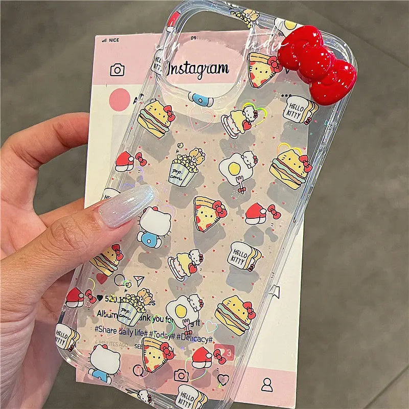 Hello Kitty Bow Stand Cake Cute Phone Case For iPhone