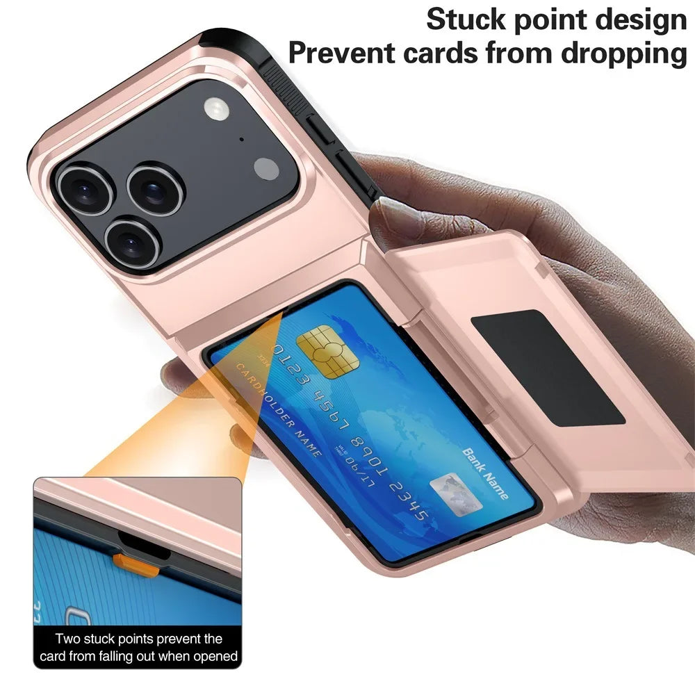 Heavy Duty Wallet Card Slot Phone Case For iPhone