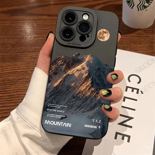 Snow Mountain Sunrise Scenery Silicone Phone Case For iPhone