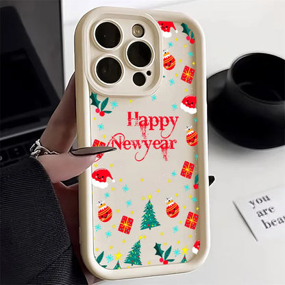 Merry Christmas Happy New Year Silicone Case For iPhone