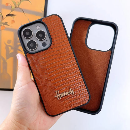 Luxury 3D Letter Retro Lizard Pattern Leather Case For iPhone