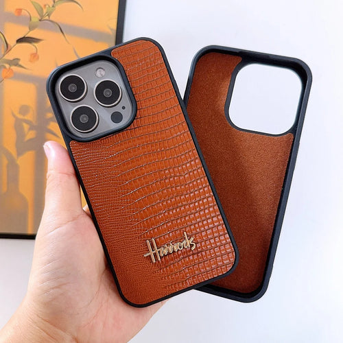 Luxury 3D Letter Retro Lizard Pattern Leather Case For iPhone