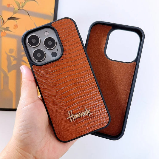 Luxury 3D Letter Retro Lizard Pattern Leather Case For iPhone