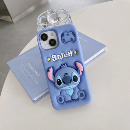 Cute Stitch Head Grip Tok Holder Silicon Soft Phone Case For iPhone