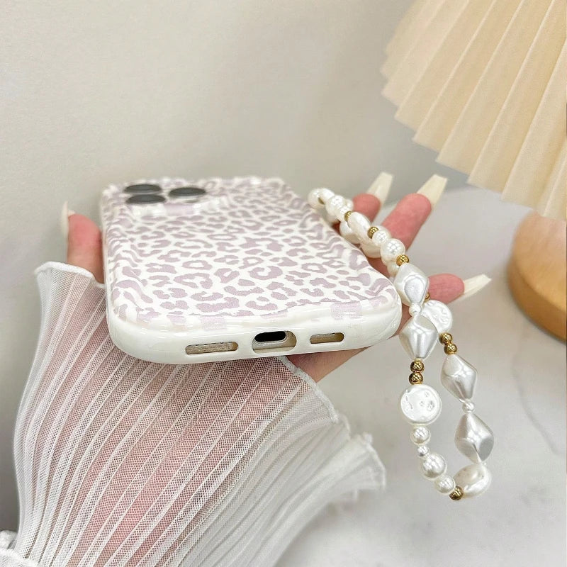 Fashion Leopard Pattern Cream Wave-Shaped Phone Case For iPhone
