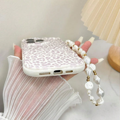 Fashion Leopard Pattern Cream Wave-Shaped Phone Case For iPhone