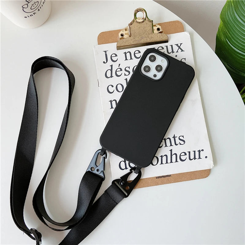 Crossbody Lanyard Matte Silicone Soft For Case iPhone
