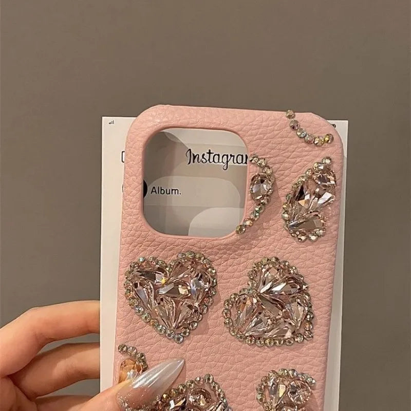 Cartoon Cat Diamond Love Phone Case, Suitable For iPhone