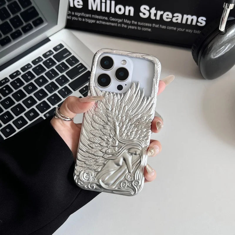 Luxury Angel Cherub Hollowed-Out Phone Case For iPhone