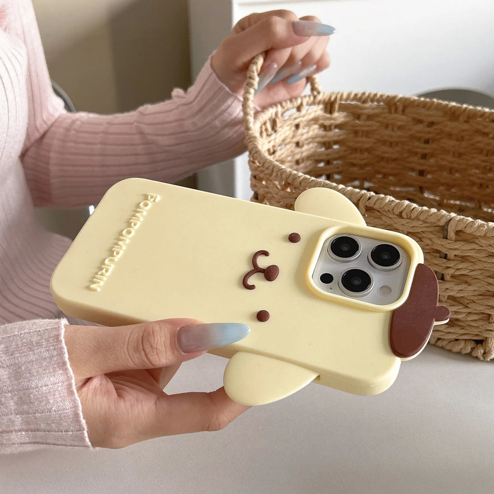 3D Stereoscopic Cute Fashion Sanrio Cinnamoroll Pom Pom Purin Phone Case For iPhone
