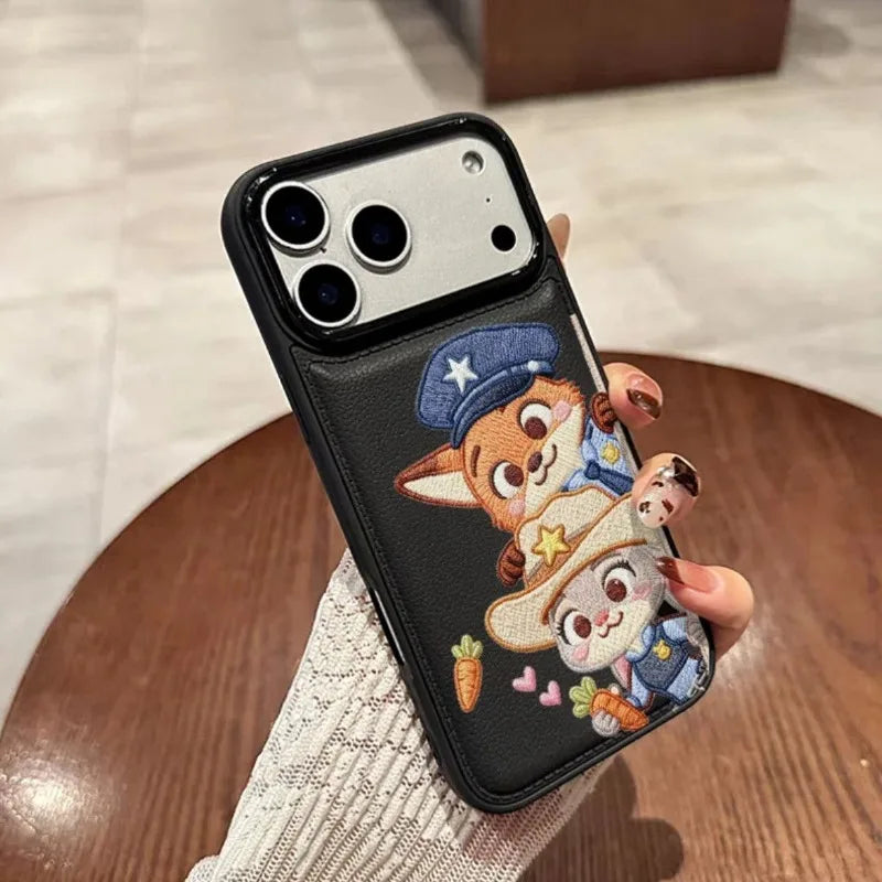 Anime Zootopia 2 Nick Judy Imitation Embroidery Skin Striae Suitable For iPhone