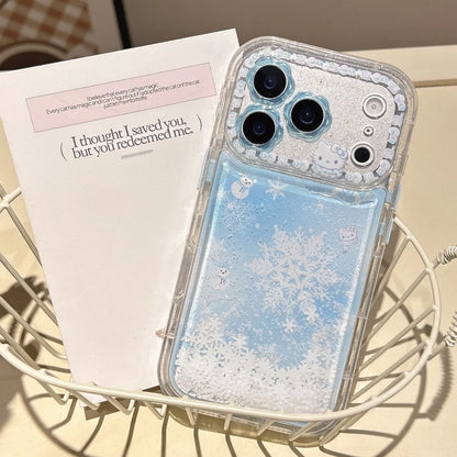 Flower Flowing Sand Snowman Kitty Snowflake Soft Cover For iPhone