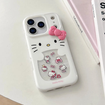 Glitter Laser Love Heart Hello Kitty Phone Case For iPhone