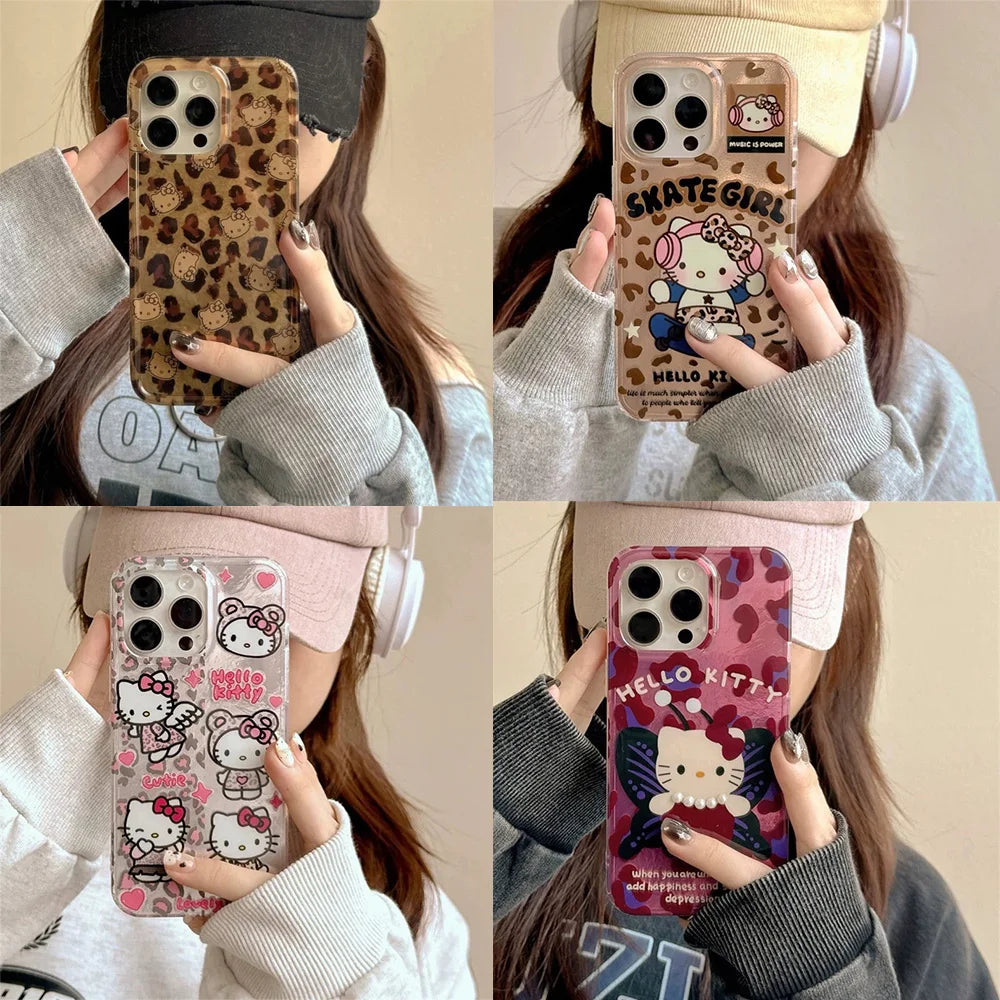 Y2k Sanrios Leopard Hellokitty Phone Case For iPhone