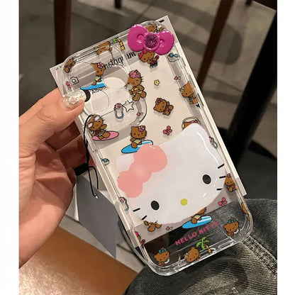 Hello Kitty Bow Surfing Black Sexy Phone Case For iPhone