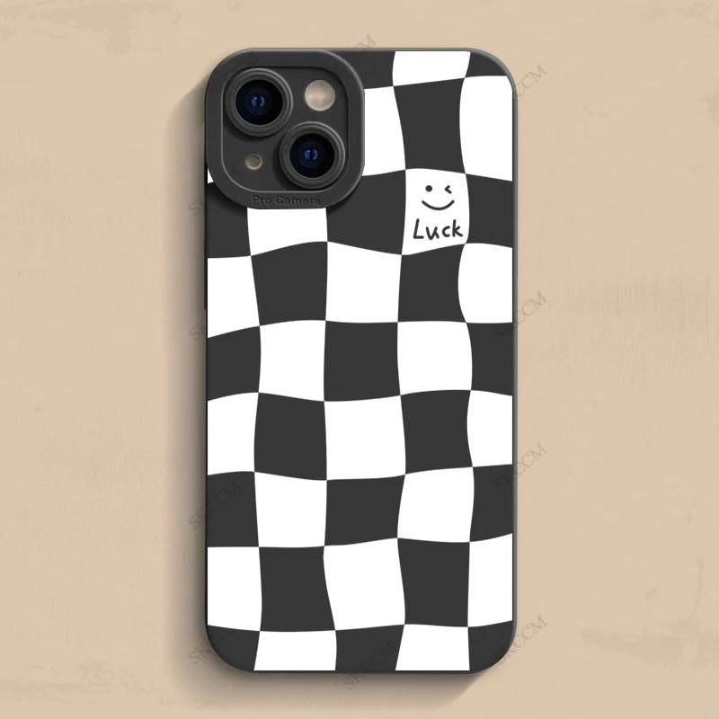 White Grid Phone Case For iPhone