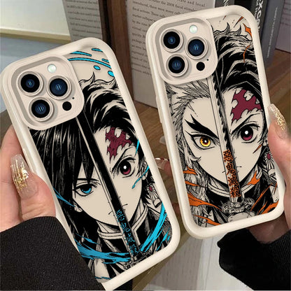 Demon Slayer Split Half Face Anime Phone Case Phone Case For iPhone